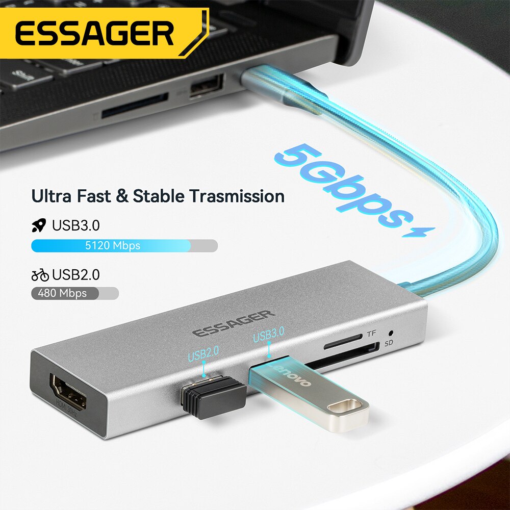 Essager 5 in 1 USB C HUB HDMI- - Usb Hub Type C incelemesi ve fiyatı